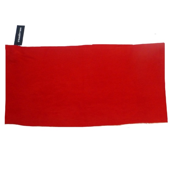 NWT Karl Lagerfeld Red Knit Name Logo Band Infinity Scarf - Picture 7 of 15